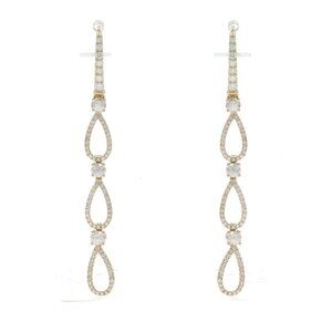 Crown of Light Diamond Dew Drop Dangle Earrings Yellow Gold 14k Crown 1.57ctw